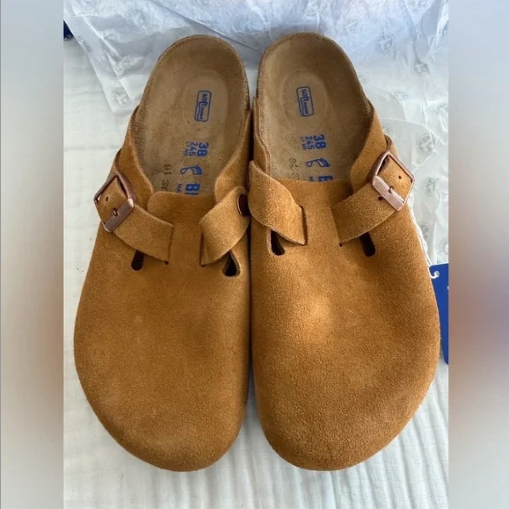 NWT Birkenstock Boston Suede Mink Size 38 Regular/Wide Soft footbed  7-7.5